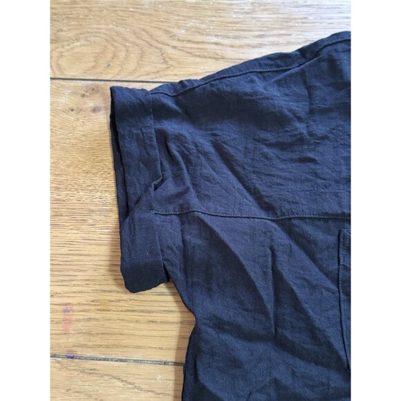 John‎ Mark Button Down Short Sleeve Womens Shirt Size Small Black City Classic - Picture 6 of 10